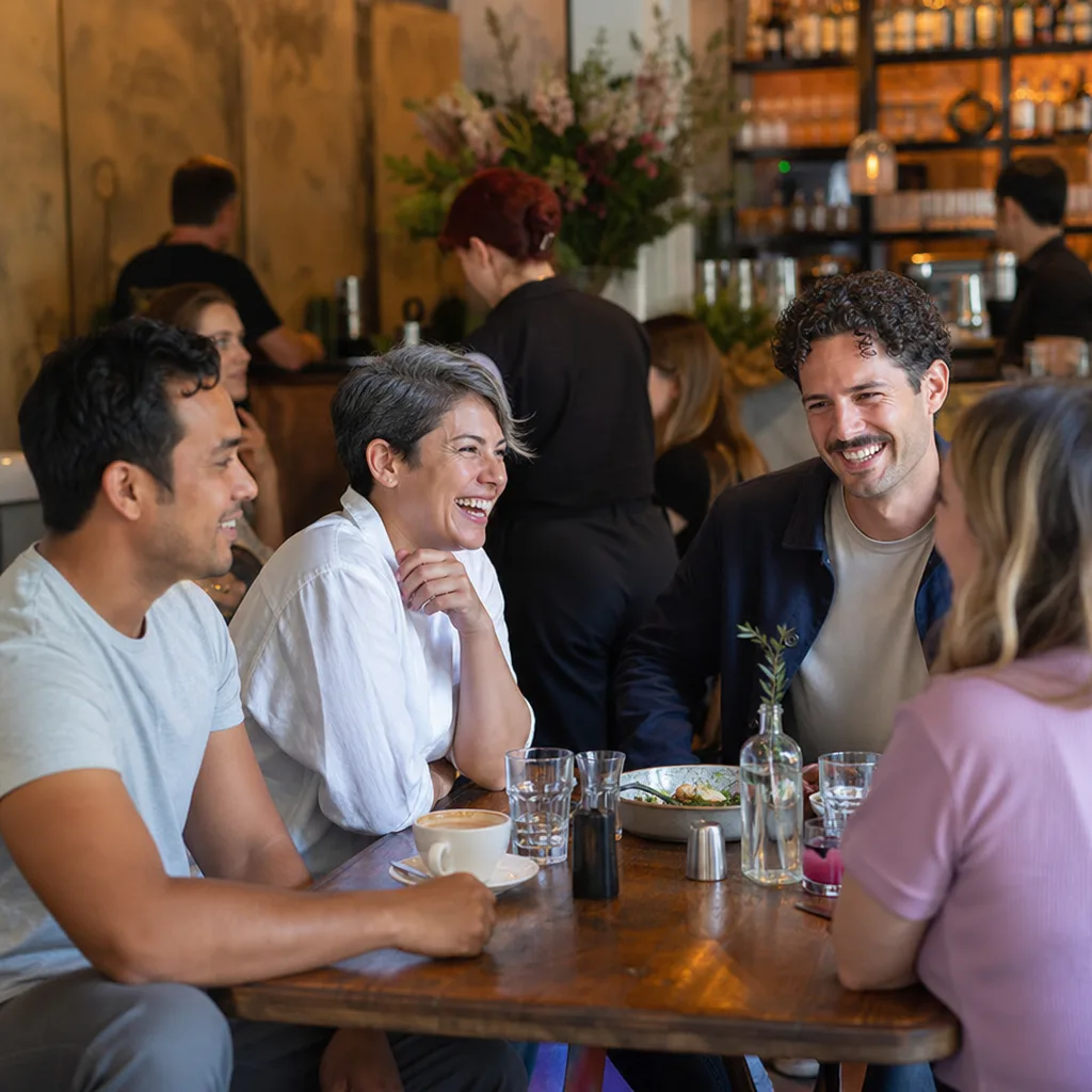 Visitors talking during a public arts event in a Northumberland venue